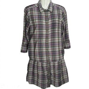 GAP Shirtdress Women Size S Lavender Plaid Drop Waist